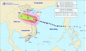 Trưa chiều 15/9, bão số 10 đổ bộ vào Nghệ An - Quảng Trị gây gió mạnh cấp 11-12, giật cấp 15